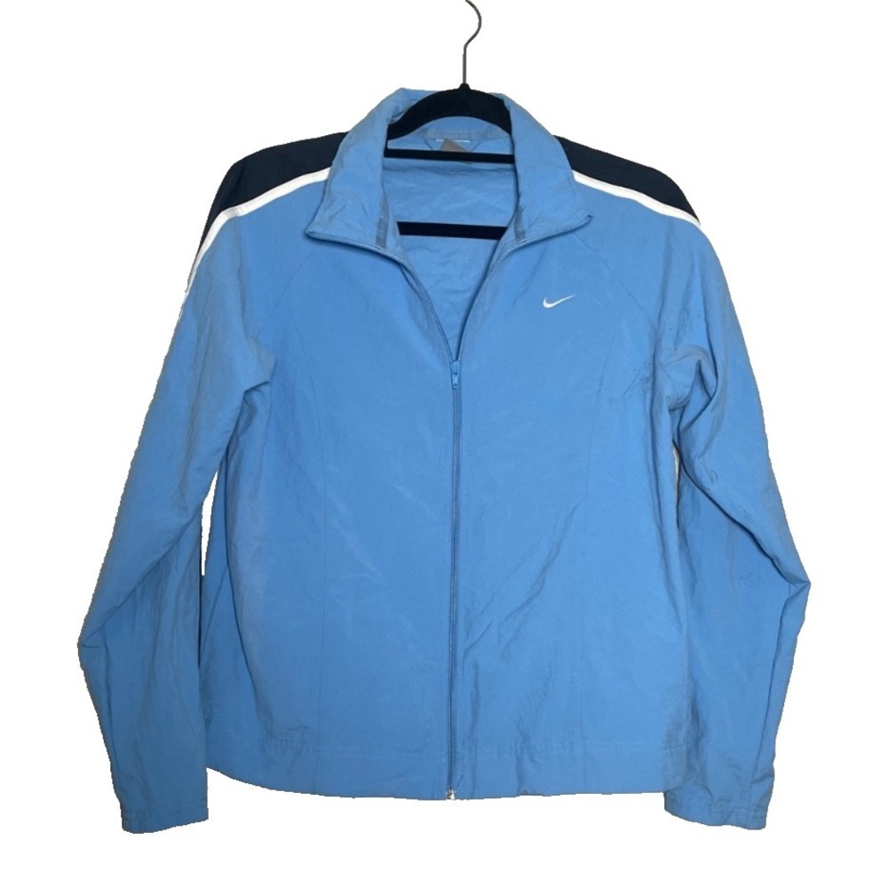 Vintage Y2K Nike Jacket Women Medium Blue Full Zip Athletic Training Lightweight